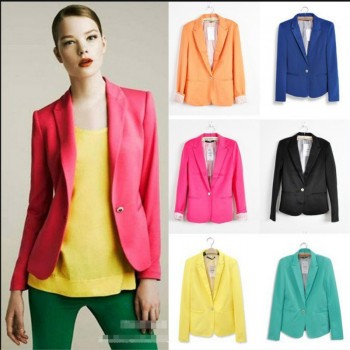 Blazer Women New 2019 Candy Color Jackets Suit Slim